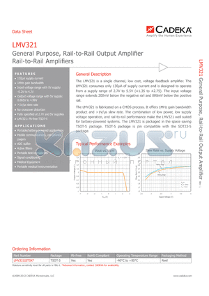 LMV321IST5X datasheet - General Purpose, Rail-to-Rail Output Amplifi er Rail-to-Rail Amplifi ers