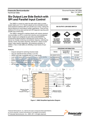 PC33882EK datasheet - Six Output Low Side Switch with SPI and Parallel Input Control