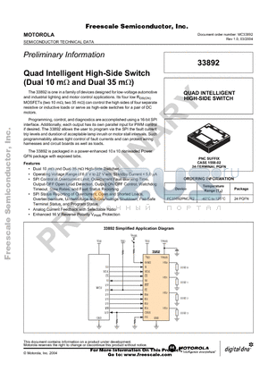 PC33892PNC datasheet - Quad Intelligent High-Side Switch