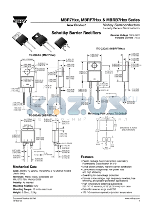 MBR7H35 datasheet - Schottky Barrier Rectifiers