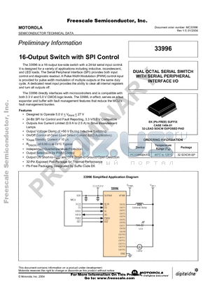 PC33996EK/R2 datasheet - 16-Output Switch with SPI Control