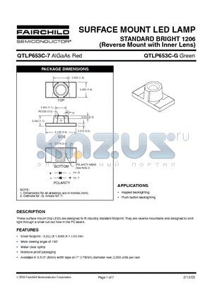 QTLP653C-G datasheet - SURFACE MOUNT LED LAMP STANDARD BRIGHT 1206 (Reverse Mount with Inner Lens)