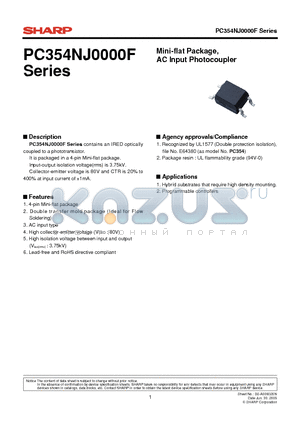 PC354NJ0000F datasheet - Mini-flat Package, AC Input Photocoupler