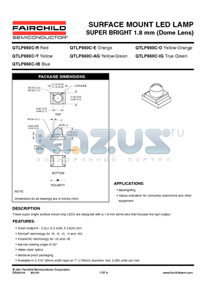 QTLP660C-IG datasheet - SURFACE MOUNT LED LAMP SUPER BRIGHT 1.8 mm (Dome Lens)