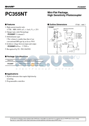 PC355NT datasheet - Mini-Flat Package, High Sensitivity Photocoupler