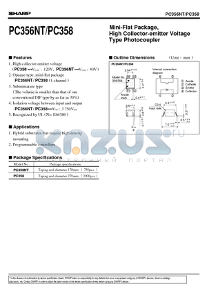 PC356NT datasheet - Mini-Flat Package,High Collector-emitter Voltage Type Photocoupler