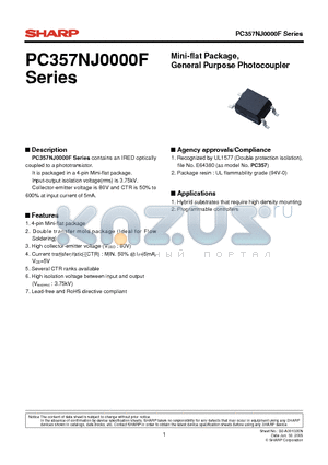 PC357N1J000F datasheet - Mini-flat Package, General Purpose Photocoupler