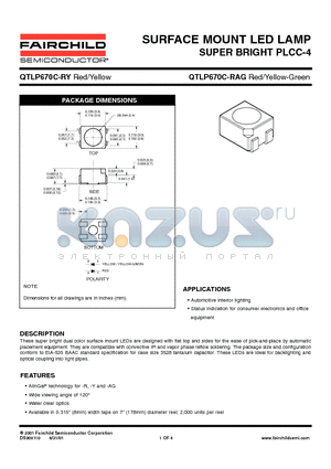 QTLP670C-RAG datasheet - SURFACE MOUNT LED LAMP SUPER BRIGHT PLCC-4