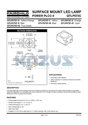 QTLP673C-ICTR datasheet - SURFACE MOUNT LED LAMP POWER PLCC-4