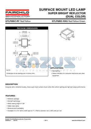 QTLP680C-RY datasheet - SURFACE MOUNT LED LAMP SUPER BRIGHT REFLECTOR (DUAL COLOR)