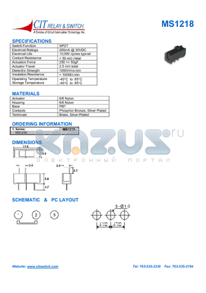 MS1218 datasheet - CIT SWITCH