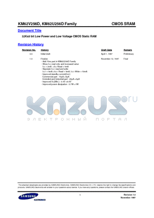 KM62U256DLG-8L datasheet - 32Kx8 bit Low Power and Low Voltage CMOS Static RAM