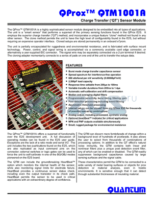 QTM1001 datasheet - Charge Transfer (QT) Sensor Module