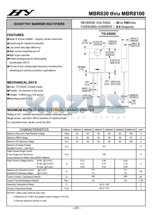 MBR850 datasheet - SCHOTTKY BARRIER RECTIFIERS