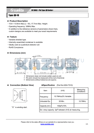 QU-10 datasheet - RF COILS