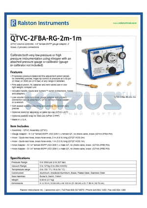 QTVC-2FBA-RG-2M-1M datasheet - QTVC volume controller