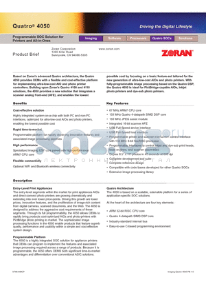 QUATRO4050 datasheet - Programmable SOC Solution for Printers and All-in-Ones