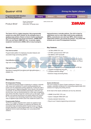 QUATRO4110 datasheet - Programmable SOC Solution for Printing Appliances