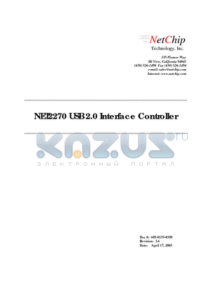 NET2270 datasheet - USB 2.0 Interface Controller