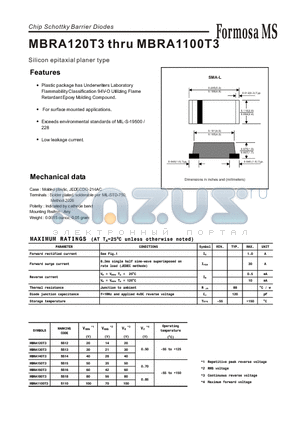MBRA1100T3 datasheet - Chip Schottky Barrier Diodes - Silicon epitaxial planer type