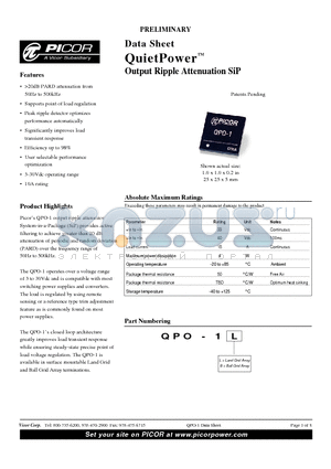 QUIETPOWER datasheet - Output Ripple Attenuation SiP