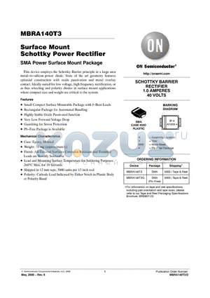 MBRA140T3_08 datasheet - Surface Mount Schottky Power Rectifier