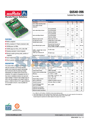 QUS40-096-NHCRVC datasheet - Isolated Bus Converter