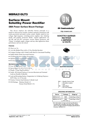 MBRA210LT3G datasheet - Surface Mount Schottky Power Rectifier