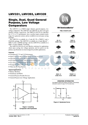 LMV331SN3T1G datasheet - Single, Dual, Quad General Purpose, Low Voltage Comparators