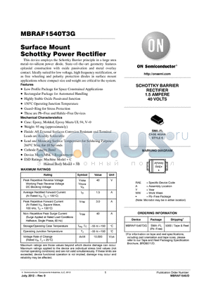 MBRAF1540T3G datasheet - Surface Mount Schottky Power Rectifier