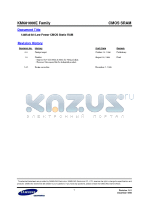 KM681000ELP-5 datasheet - 128Kx8 bit Low Power CMOS Static RAM