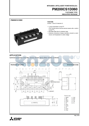 PM200CS1D060 datasheet - INTELLIGENT POWER MODULES FLAT-BASE TYPE INSULATED PACKAGE