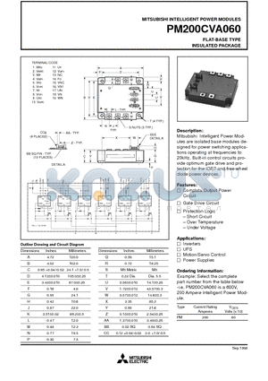 PM200CVA060 datasheet - FLAT-BASE TYPE INSULATED PACKAGE