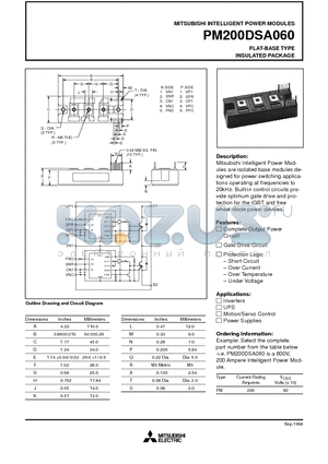 PM200DSA060 datasheet - FLAT-BASE TYPE INSULATED PACKAGE