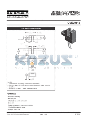 QVE00112 datasheet - OPTOLOGIC OPTICAL INTERRUPTER SWITCH