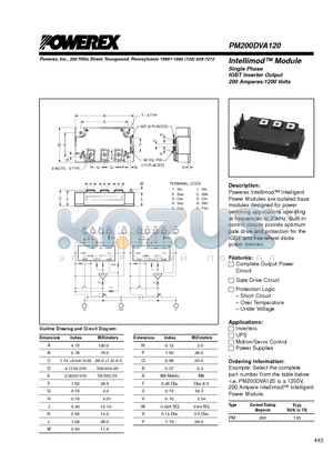 PM200DVA120 datasheet - Intellimod Module Single Phase IGBT Inverter Output (200 Amperes/1200 Volts)