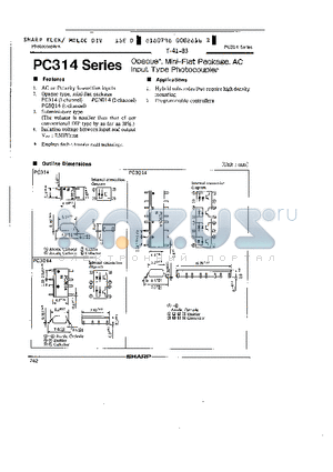 PC3D14 datasheet - OPAQUE MINI-FLAT PACKAGE, AC INPUT TYPE PHOTOCOUPLER