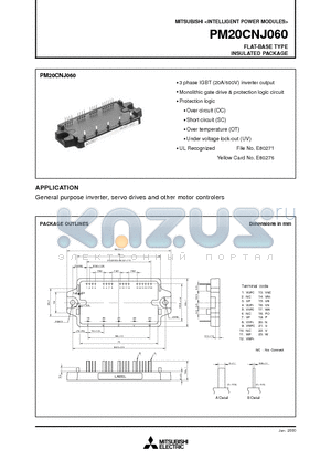 PM20CNJ060 datasheet - INTELLIGENT POWER MODULES FLAT-BASE TYPE INSULATED PACKAGE