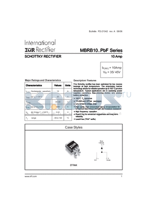 MBRB1045TRL datasheet - SCHOTTKY RECTIFIER