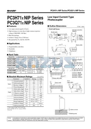 PC3H715NIP datasheet - Low Input Current Type Photocoupler