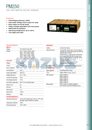 PM25012-36 datasheet - 187 - 250 WATTS DC/DC SINGLE