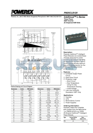 PM25CLB120 datasheet - Three Phase IGBT Inverter 25 Amperes/1200 Volts