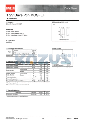 RZB002P02 datasheet - 1.2V Drive Pch MOSFET