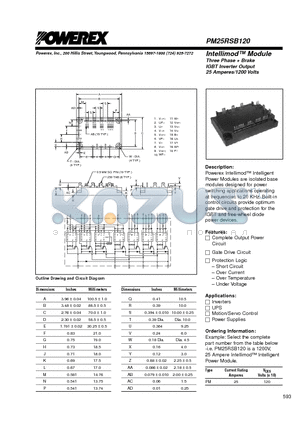 PM25RSB120 datasheet - Intellimod Module Three Phase  Brake IGBT Inverter Output (25 Amperes/1200 Volts)