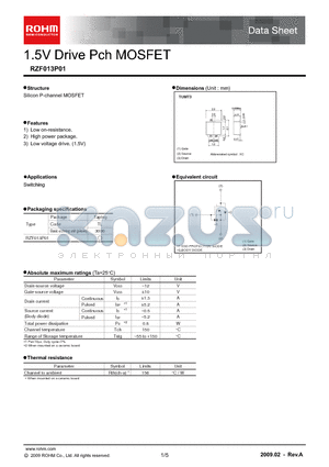 RZF013P01 datasheet - 1.5V Drive Pch MOSFET