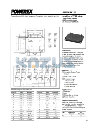 PM25RSK120 datasheet - Intellimod Module Three Phase  Brake IGBT Inverter Output (25 Amperes/1200 Volts)
