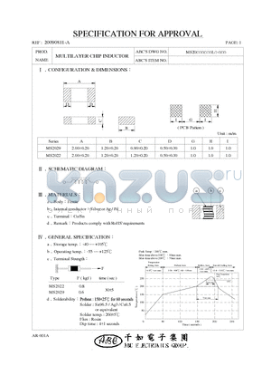 MS20223R9ML datasheet - MULTILAYER CHIP INDUCTOR