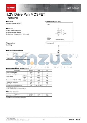 RZM002P02 datasheet - 1.2V Drive Pch MOSFET