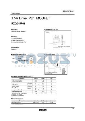 RZQ045P01 datasheet - 1.5V Drive Pch MOSFET