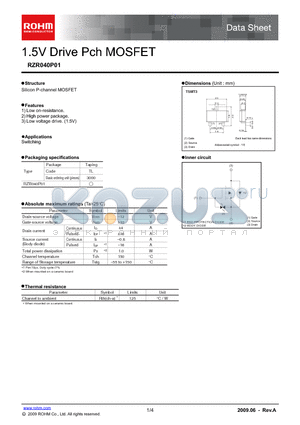 RZR040P01 datasheet - 1.5V Drive Pch MOSFET